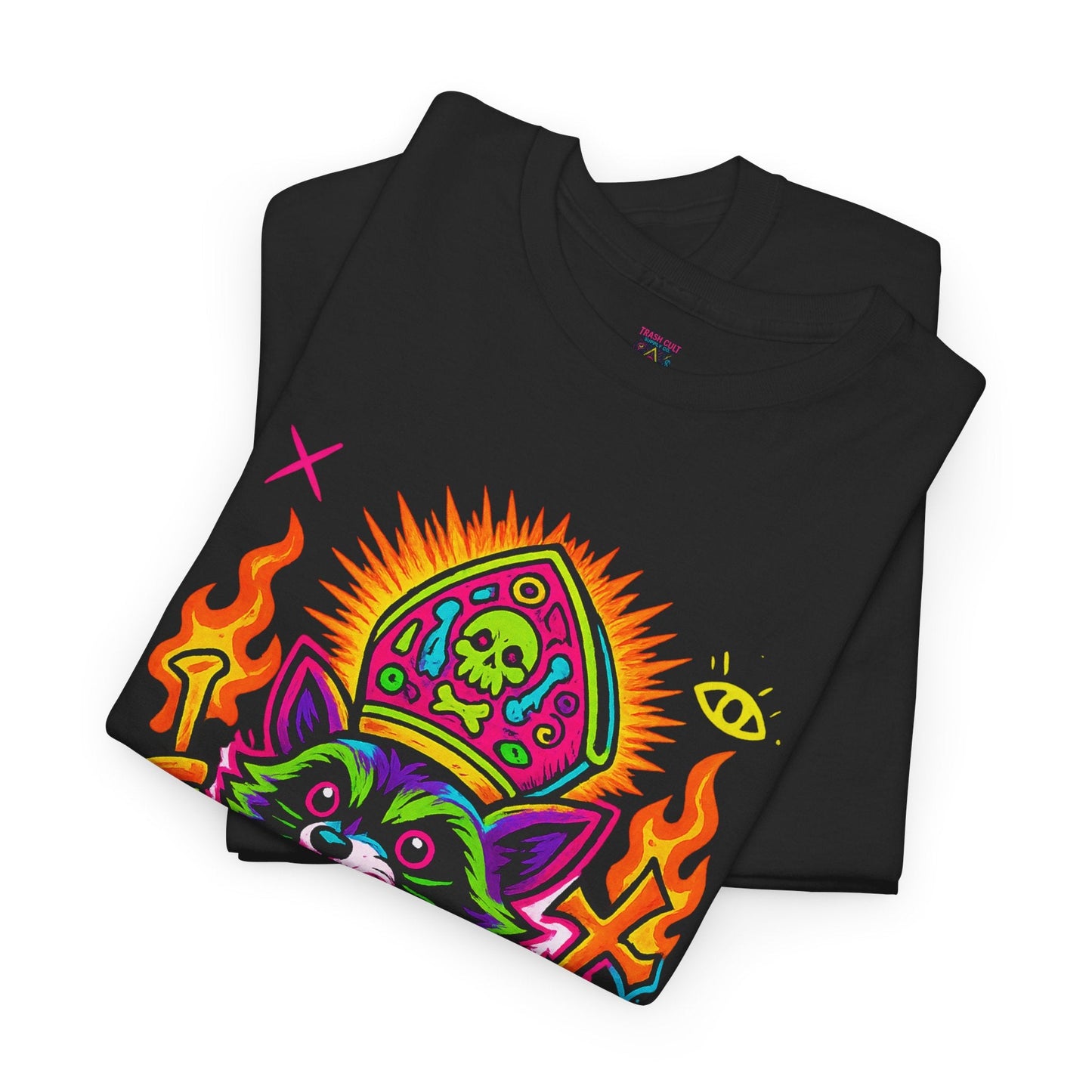 Holy Sh*t, It’s Raccoon Jesus – Neon Trash Cult Graphic Tee | Gildan 5000 | Limited Edition
