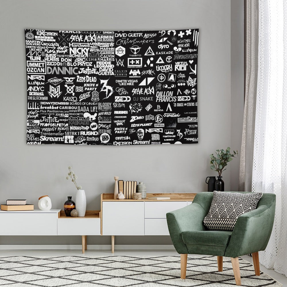 Custom EDM Artist Tapestry Rave Wall Hanging Music Festival Flag Camping Totem Decoration Large Multiple Sizes