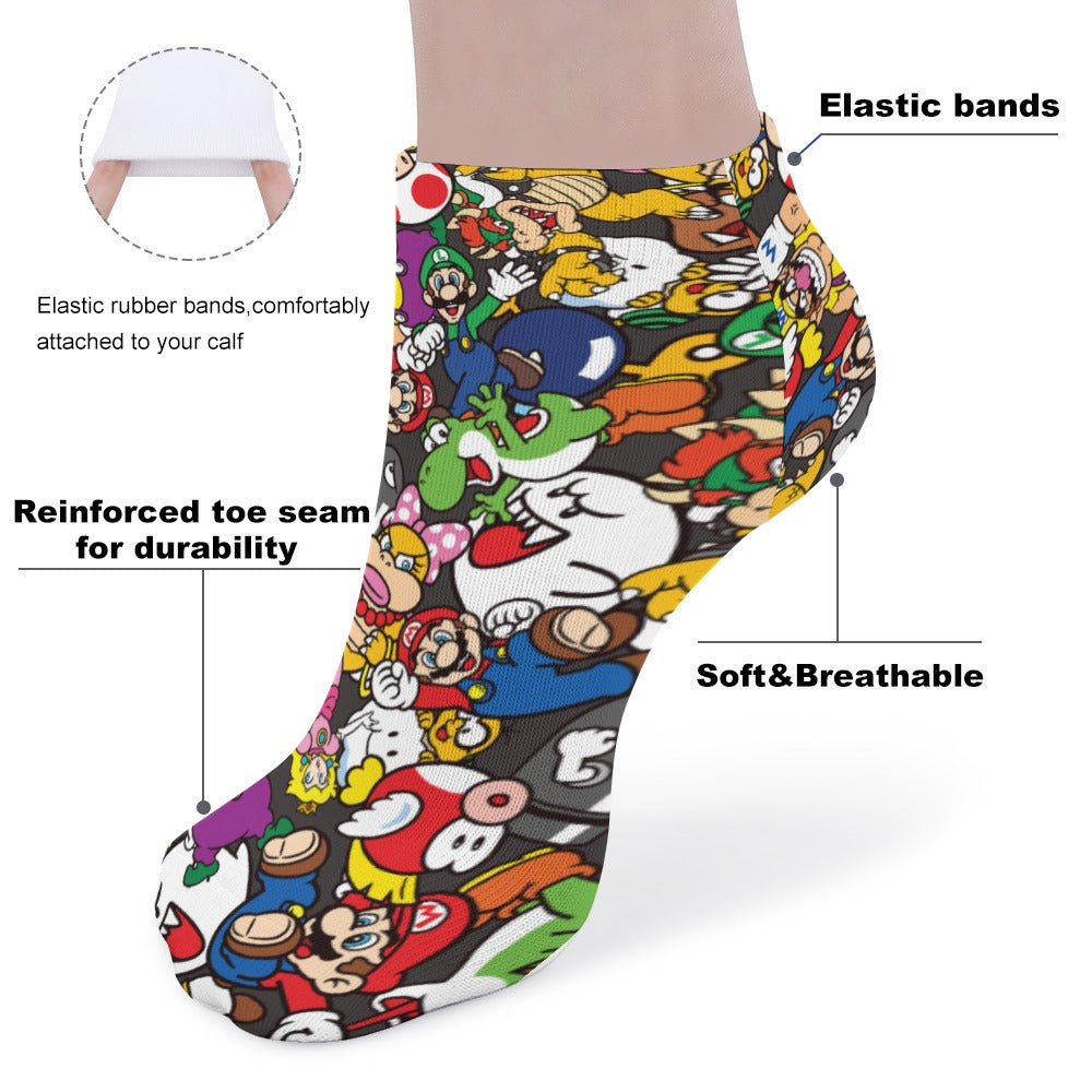 Mario Characters Ankle Socks (5 Pairs) The Perfect Sweat-Proof, Odor-Proof, Breathable Music Festival Socks