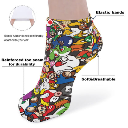 Mario Characters Ankle Socks (5 Pairs) The Perfect Sweat-Proof, Odor-Proof, Breathable Music Festival Socks
