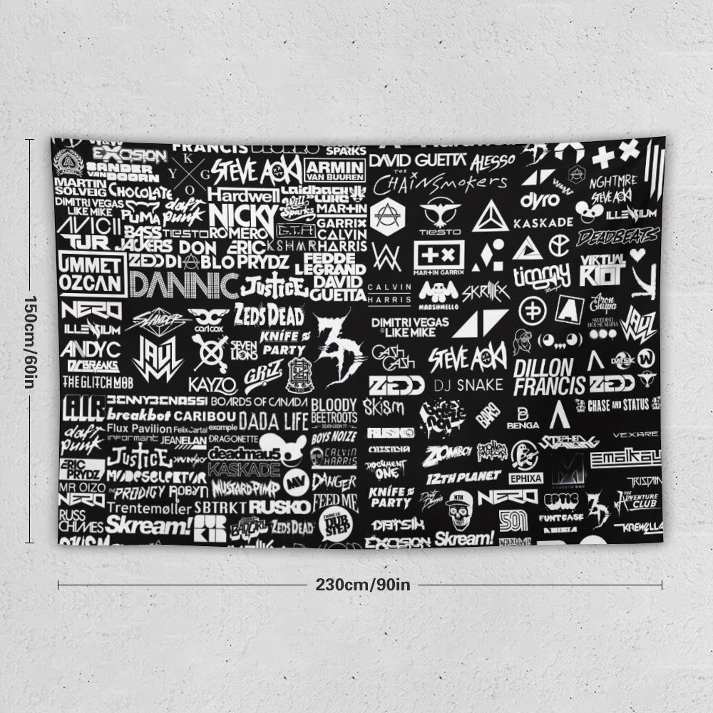 Custom EDM Artist Tapestry Rave Wall Hanging Music Festival Flag Camping Totem Decoration Large Multiple Sizes