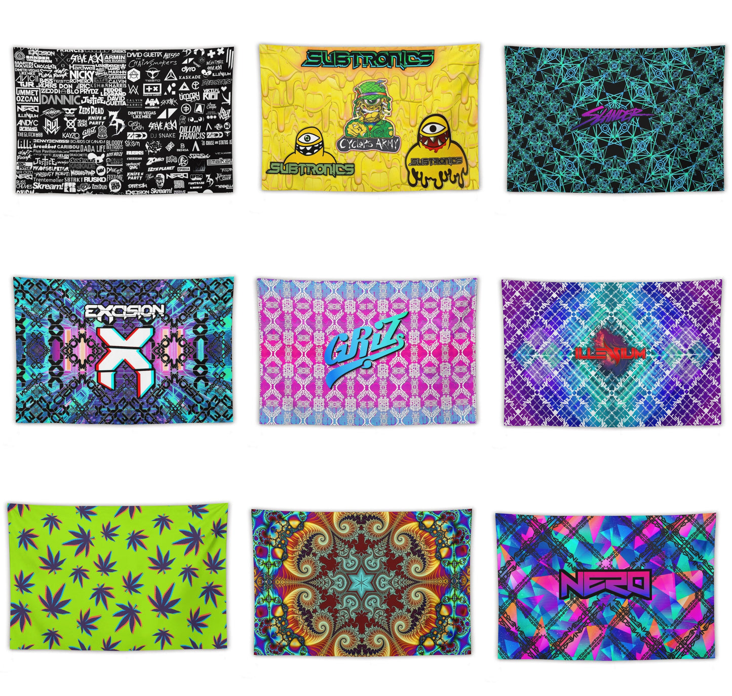 Custom EDM Artist Tapestry Rave Wall Hanging Music Festival Flag Camping Totem Decoration Large Multiple Sizes