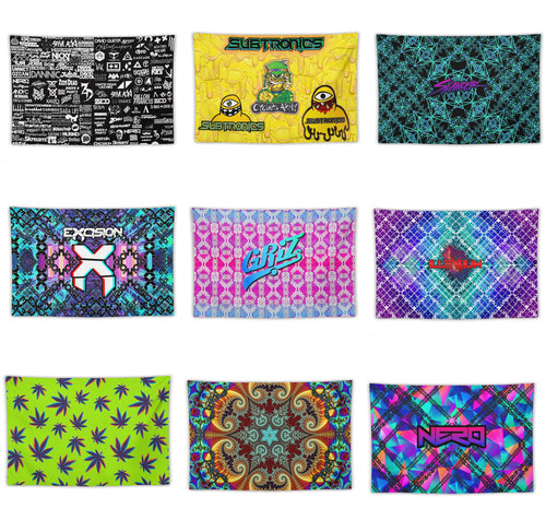 Custom EDM Artist Tapestry Rave Wall Hanging Music Festival Flag Camping Totem Decoration Large Multiple Sizes