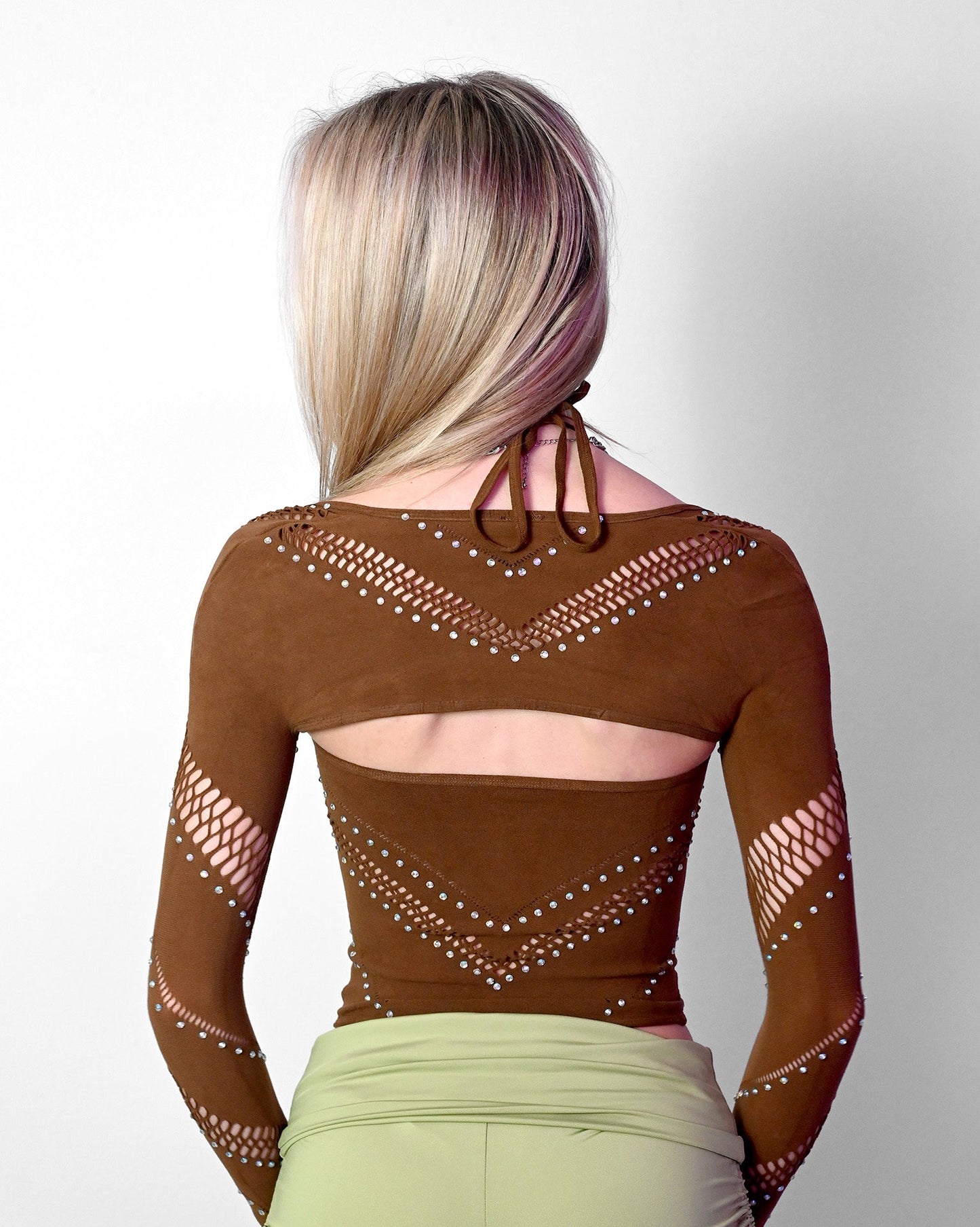 Brown Halter Bolero Set - Happyart