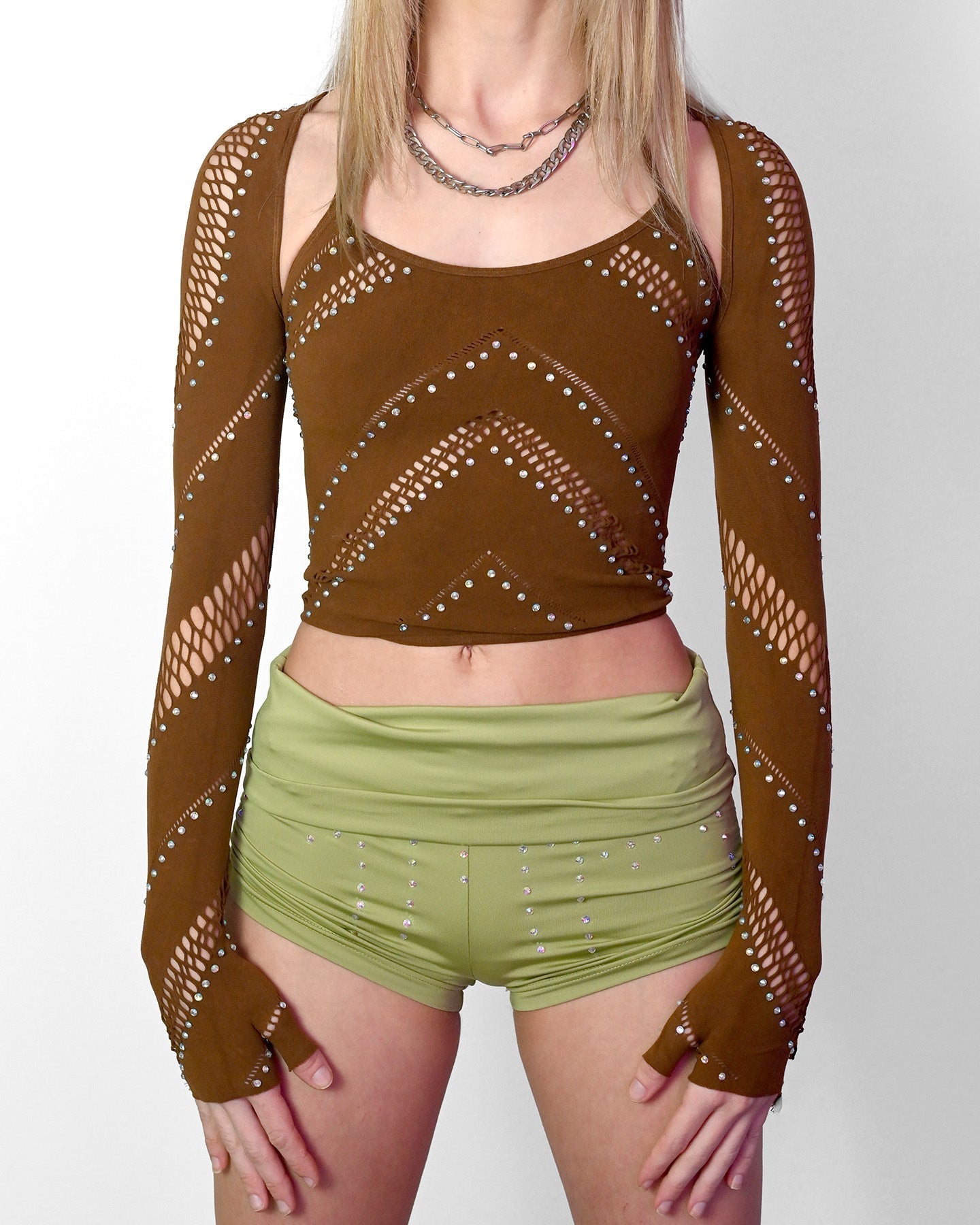 Brown Halter Bolero Set - Happyart