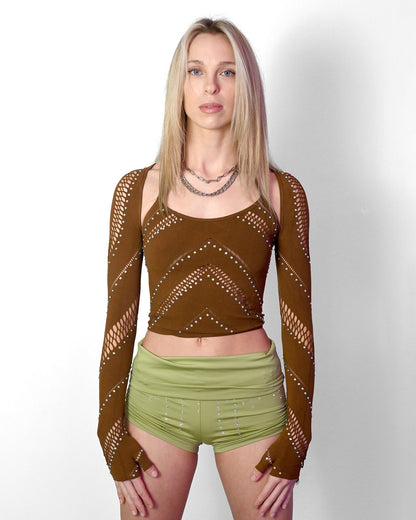 Brown Halter Bolero Set - Happyart