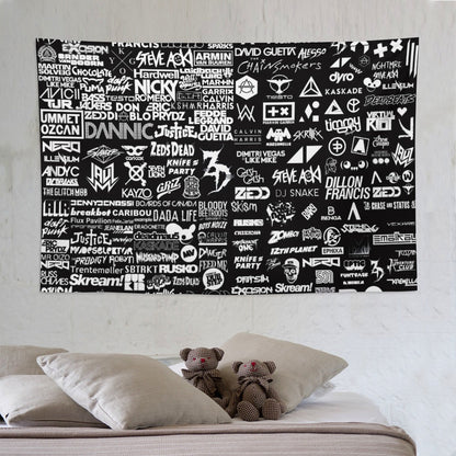 Custom EDM Artist Tapestry Rave Wall Hanging Music Festival Flag Camping Totem Decoration Large Multiple Sizes