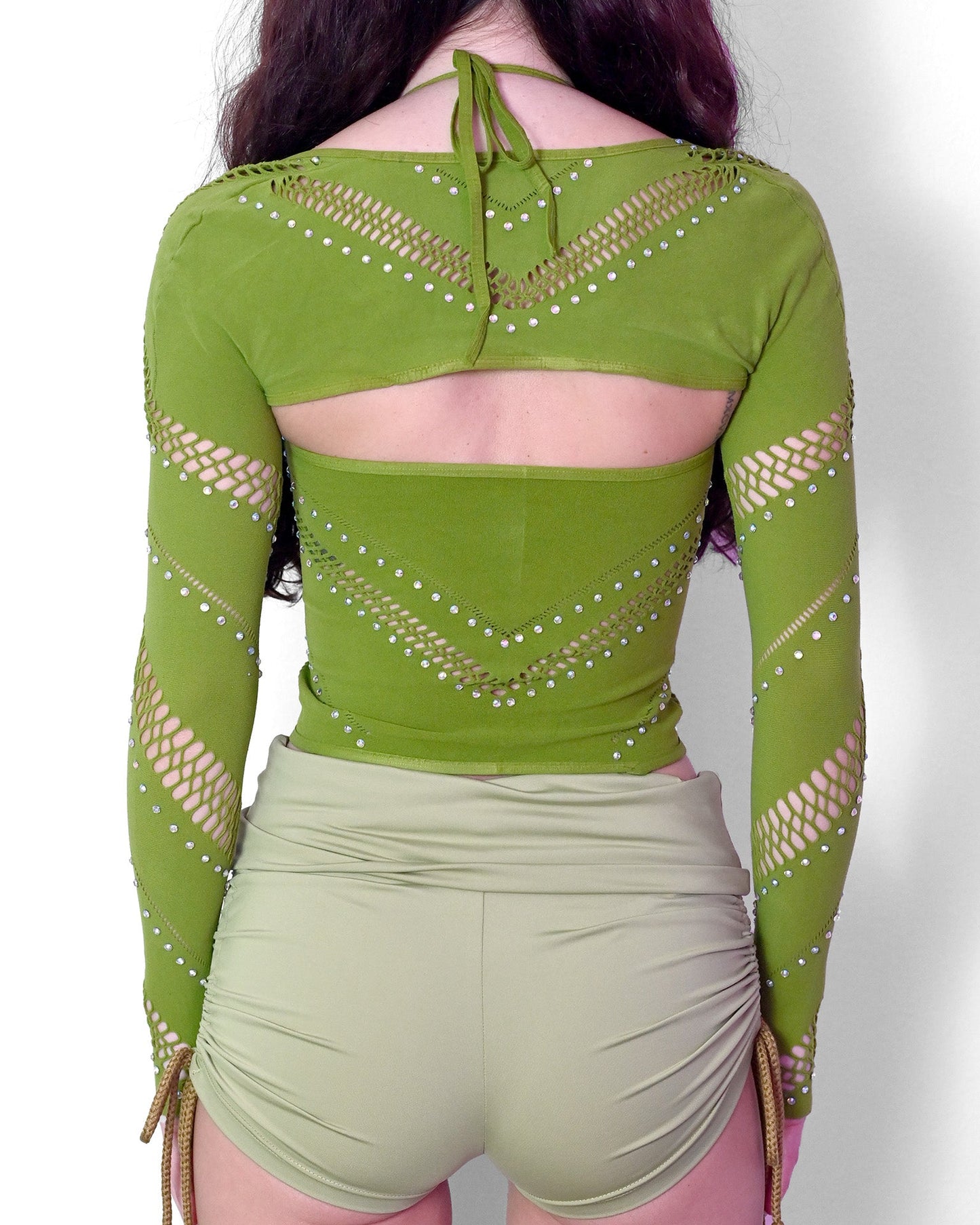 Green Halter Bolero Set