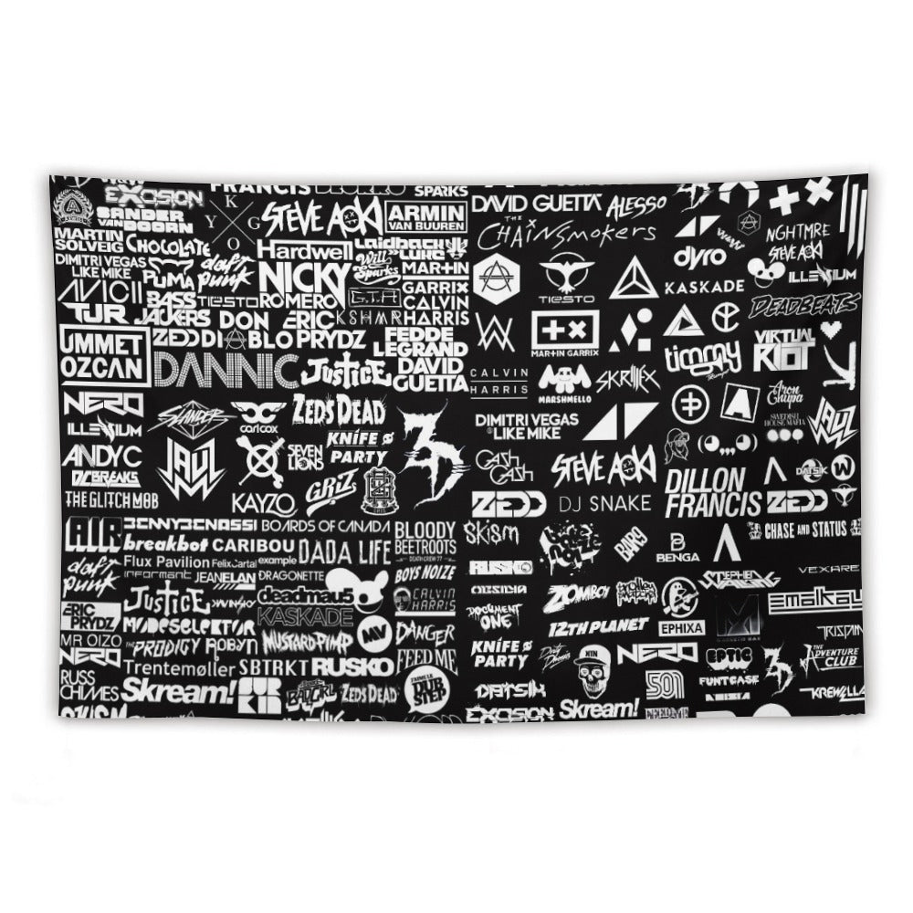 Custom EDM Artist Tapestry Rave Wall Hanging Music Festival Flag Camping Totem Decoration Large Multiple Sizes