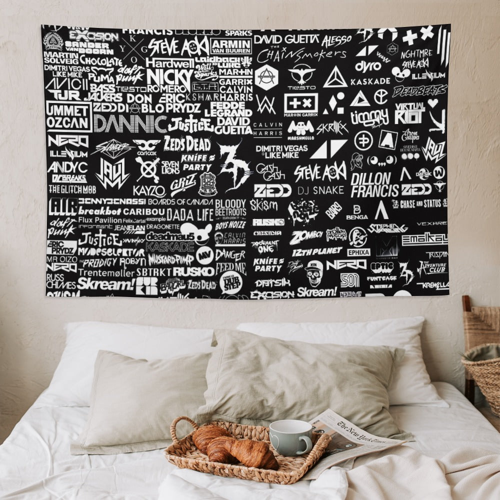 Custom EDM Artist Tapestry Rave Wall Hanging Music Festival Flag Camping Totem Decoration Large Multiple Sizes