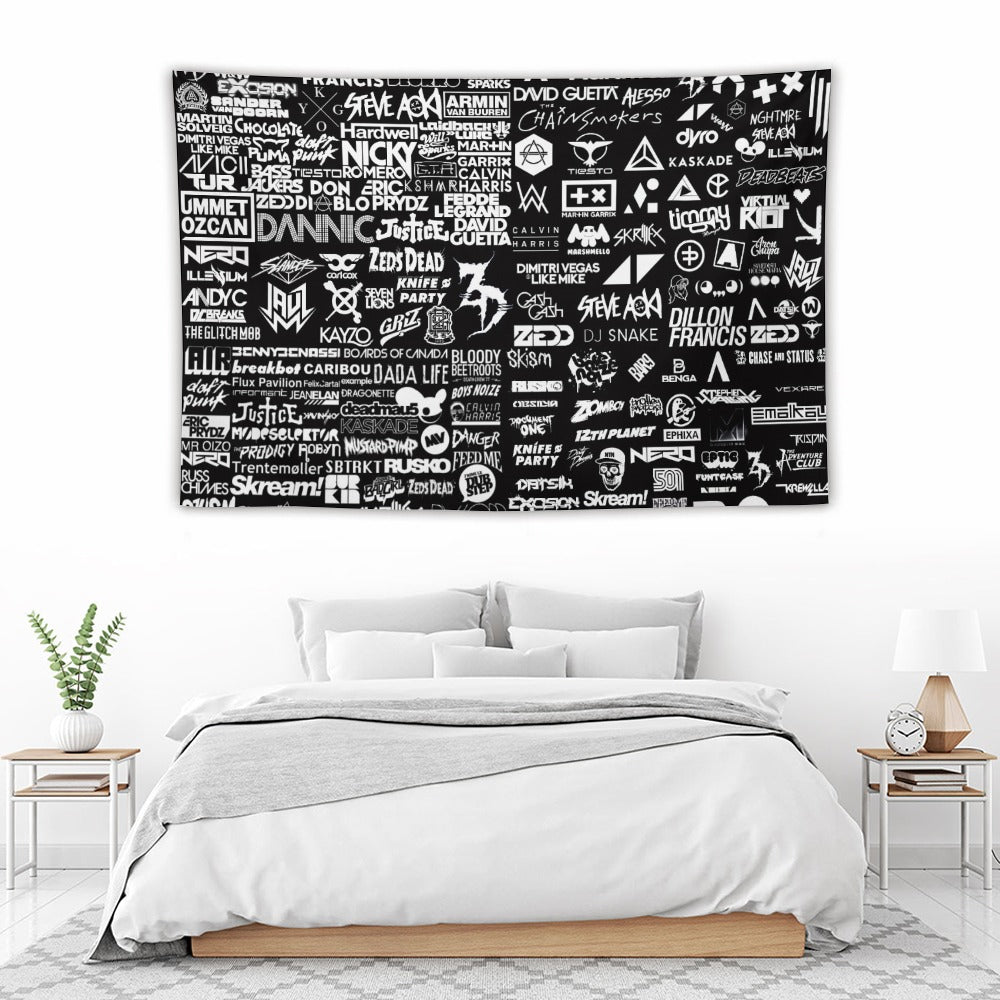 Custom EDM Artist Tapestry Rave Wall Hanging Music Festival Flag Camping Totem Decoration Large Multiple Sizes